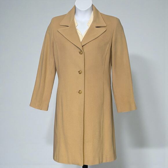 Vintage Marvin Richards Wool Walking Coat Camel Tan Long Overcoat Women’s Large - Picture 1 of 7
